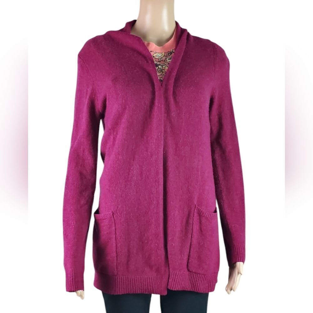 John Lewis Maroon Purple 100% Cashmere Cardigan
